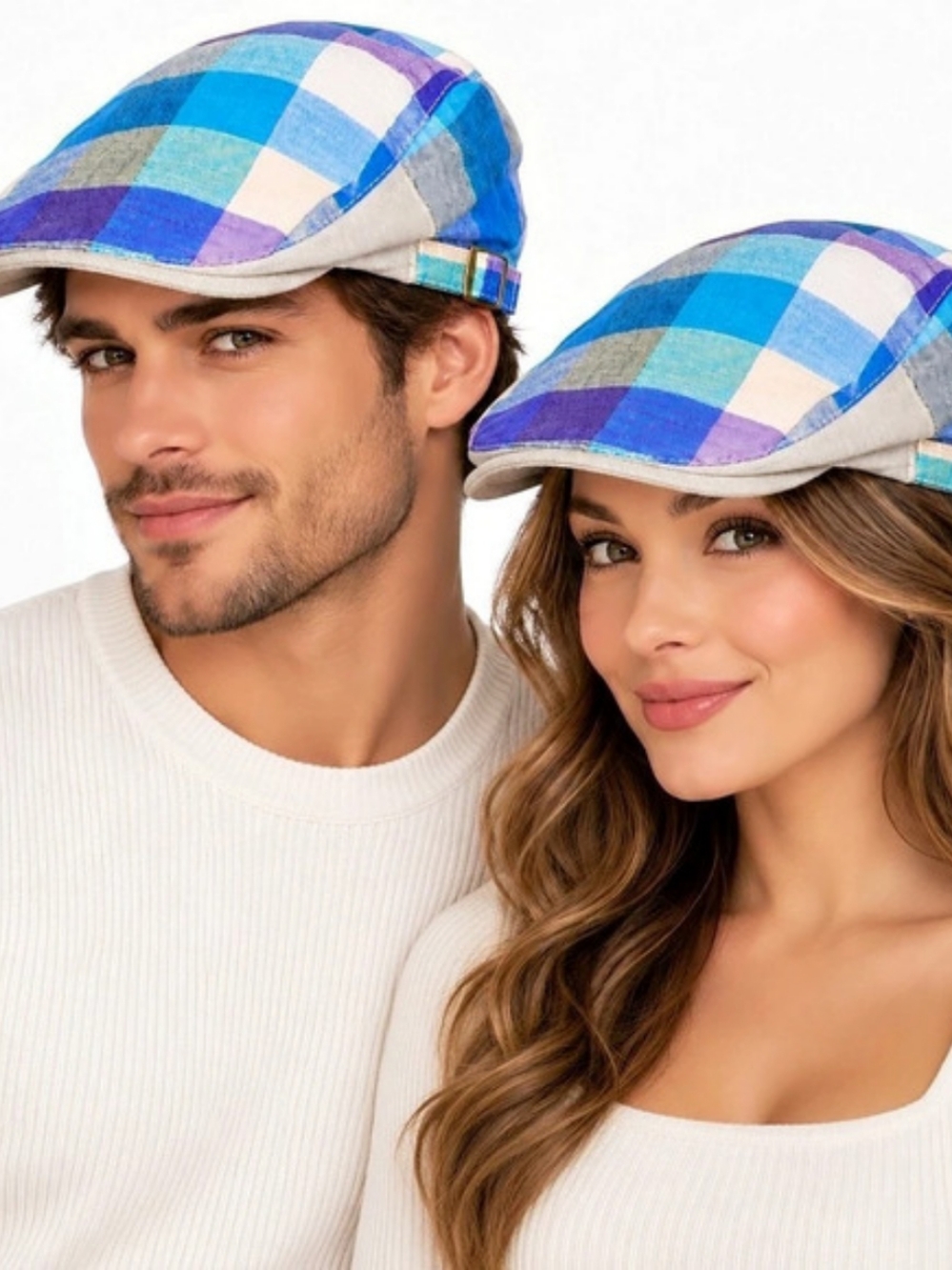 New ColorBlock Plaid Newsboy Cap